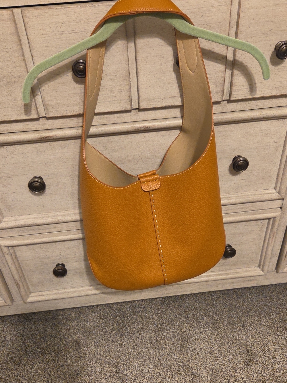 Women's Mustard Leather Hobo Bag - Classic Shoulder Purse